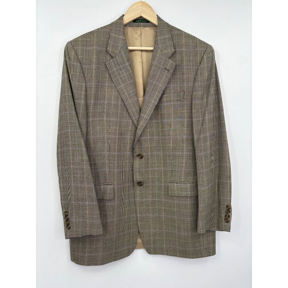 Lauren Ralph Lauren Mens Blazer Sport Coat Jacket Plaid Silk Wool 42 Long